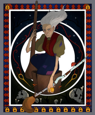 Baba Yaga - study from Ivan Bilibin and Alfons M. Mucha